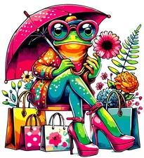 Funny Animal Sticker (3 Inch) Chic Fashionable Frog Glam Shopping Flowers Heels!
