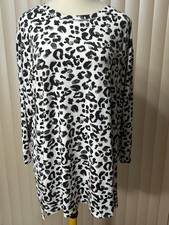 Jenni Pajamas Nightshirt 2X Long Sleeve Soft Animal Print PJs Black White