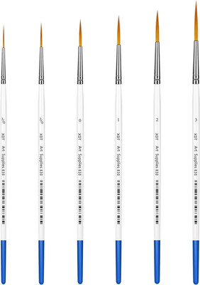 XDT#830 Rigger Artist Paint Brush 6 Piece Set Extra Long Fine Point Liner Tip #0