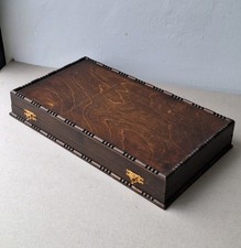 Antique Vintage Wooden Cutlery Canteen Box 43.5cm x 24cm Wood Storage Box 