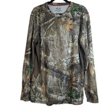 M Realtree Edge Mens Camo Long Sleeve Performance Shirt Scent Control Brown