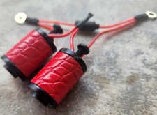 1.25" 8-32 Tattoo Parts Coils 8 Wrap Black washers Candy Red Leather Forward USA