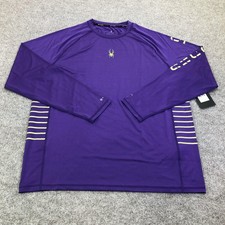 Spyder Rash Guard Mens XL Purple Stripe UPF 30 Quick Dry Swim Shirt Surf Top