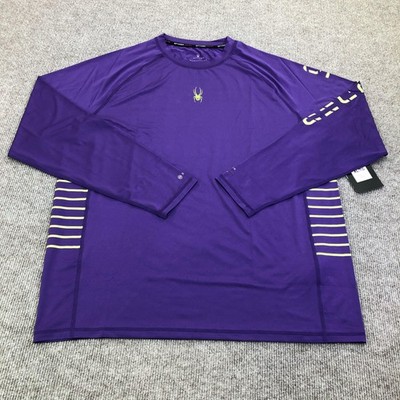 Spyder Rash Guard Mens XL Purple Stripe UPF 30+ Quick Dry Swim Shirt Surf Top