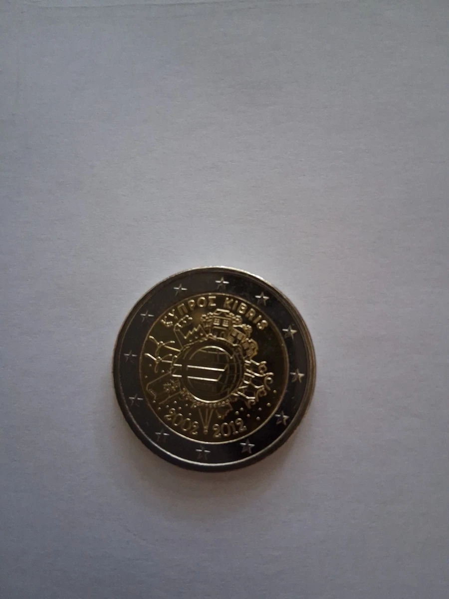 Pièce De 2 Euros Chypre 2012, Neuve, Issue D'un Rouleau, 10 Ans De L'euro