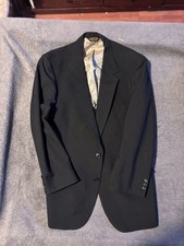 Mens Black Sport Coat Two Button Single Vent Notch Lapel Tailored Fit Classic