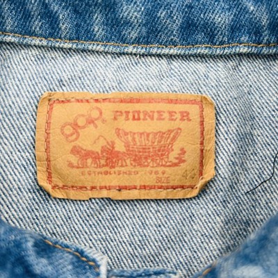 【90s GAP Pioneer デニムベスト AMAワッペン カスタム】 Vintage GAP Pioneer Denim Vest Mens Large Flag Patch Sleeveless