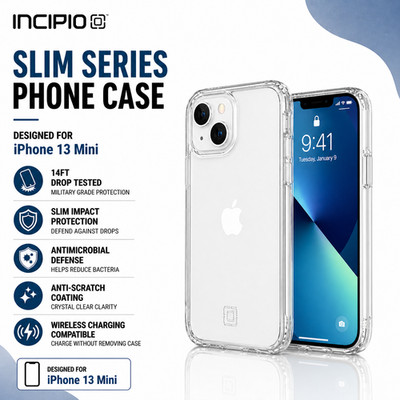 Offizielle Incipio (iPhone 13 Mini 5,4'') durchsichtige sturzsichere Qi-kompatible Hülle