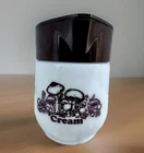 Vintage Gemco Milk Glass Mushroom Creamer Pitcher Brown Flip Lid 1970s Retro