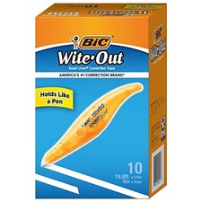 Correction Tape, 10 Count, White, 19.6 Feet Each, Film-Based