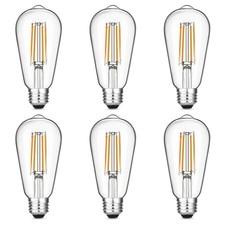 Vintage LED Edison Bulbs 6W, 60W Equivalent, Warm White 2700K, Dimmable, Clear G