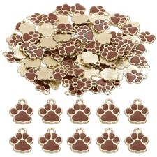 Enamel Paw Print Charm, 100Pcs Alloy Enamel Pendants , Coffee/gold