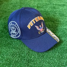 US Navy Veteran Military Cap Hat Blue with Camo Adjustable Official Licensed OS