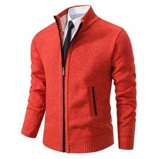 Men's Warm Fleece Knitted Sweater Cardigan Casual Full Zip Jacket Winter Coat UK