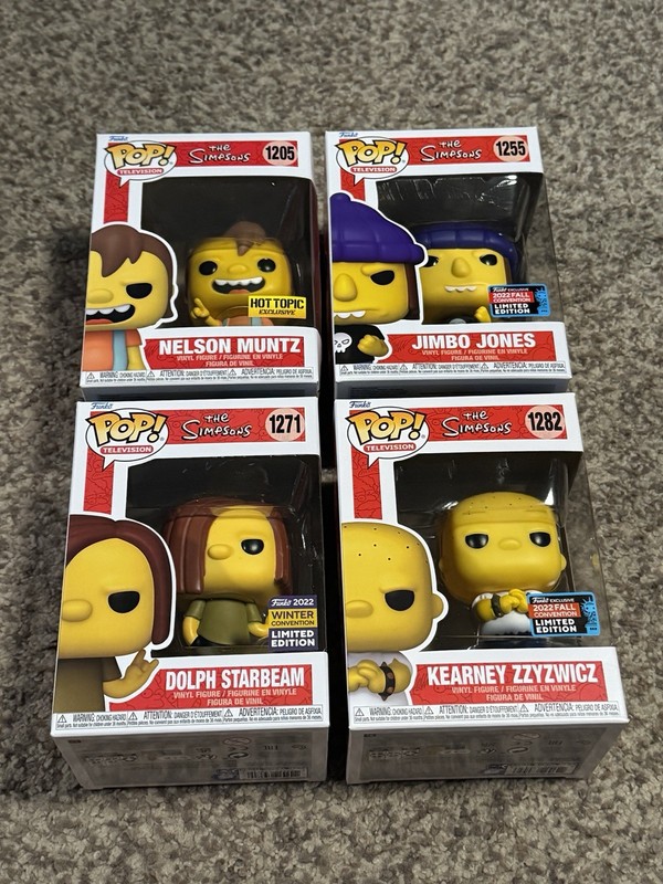 Funko: Simpsons ~ Nelson Muntz 1205, Jimbo 1255, Dolph 1271 & Kearney 1282