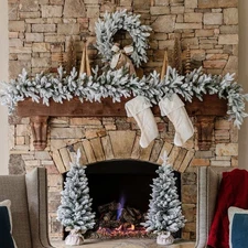 King Of Christmas 4 Piece Battery Operated LED Set - 2 Trees, Garland, Wreath