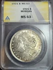 1921 $1 Silver Morgan Dollar MS 63 ANACS