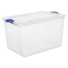 Large Storage Bin, 66 Quart Clear Plastic Storage Container with Latc