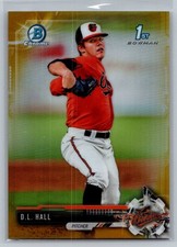 2017 bowman draft baseball d.l. hall gold refractor 1st rookie card 38/50 #82