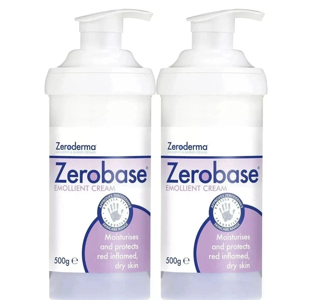 2x Zerobase Emollient Cream 500g - For Dry, Red Inflamed Skin