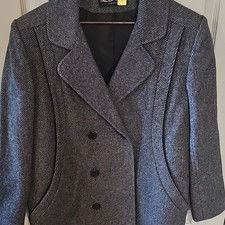 ALORNA Vintage Gray Black Double Breasted Women's Jacket Made in USA