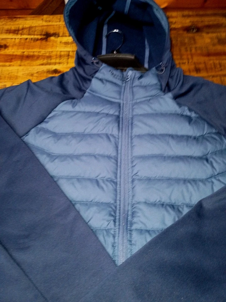 Chaqueta con Capucha Para Hombre Columbia White Out Omni Heat 2 Tonos Azul Híbrida Talla Grande Foto 3 de 4