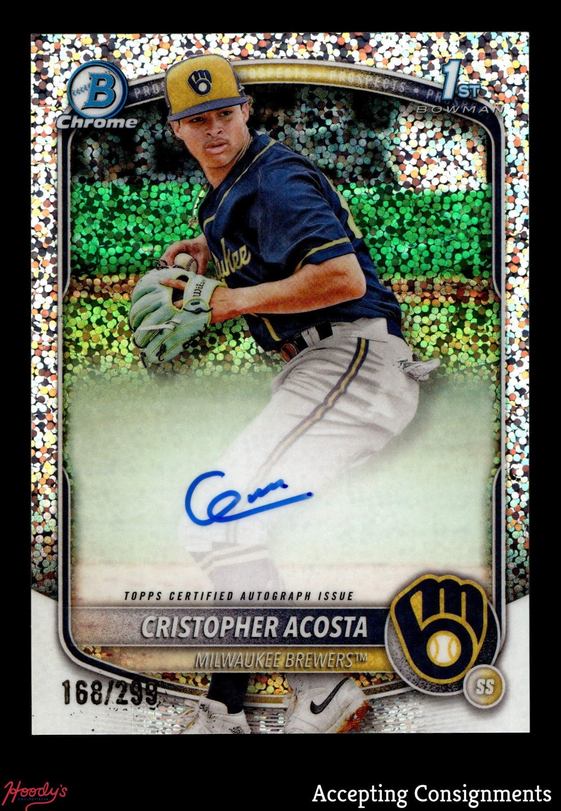 2025 Bowman Chrome Prospect Speckle Cristopher Acosta 1ST ROOKIE AUTO 168/299