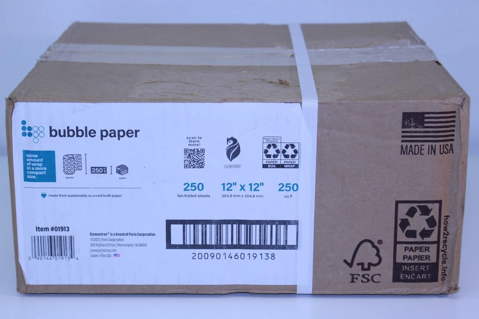 New Bubble Paper 12"x12" 250 Sq Ft Made USA Wrapping Packing Sustainable #01913 - Image 4 of 4