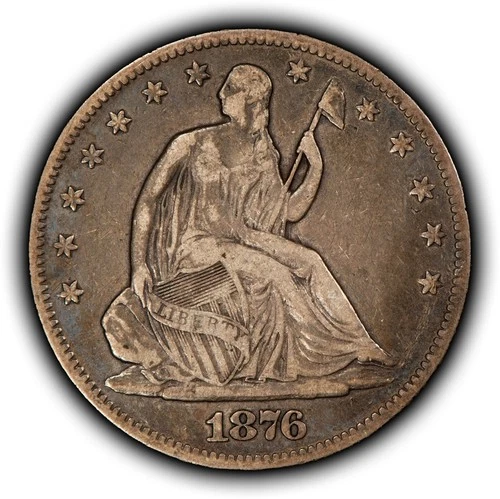 1876 50c Seated Liberty Silver Half Dollar - Original Fine/VF - SKU-Z6501