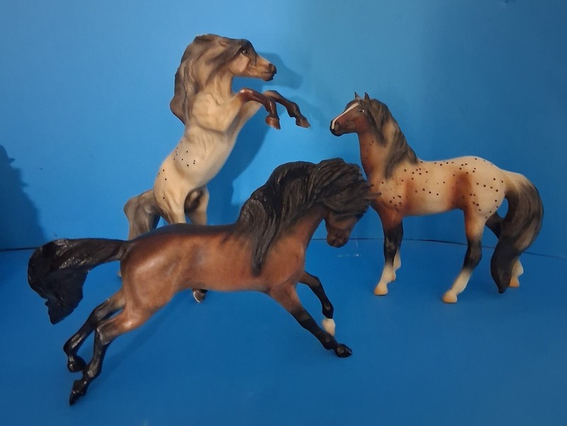 Trio of Breyer Classic Mustang Stallions- Two Appaloosas & One Dark Grulla