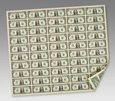 50 NOTE SHEET OF $1 Full Uncut Sheet 50 Notes One Dollar sheet 2021 Boston (HF)