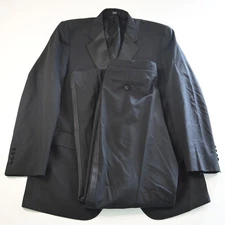 Chiarelli 42L 32x32 Black 100% Wool Mens Jacket Pants Suit
