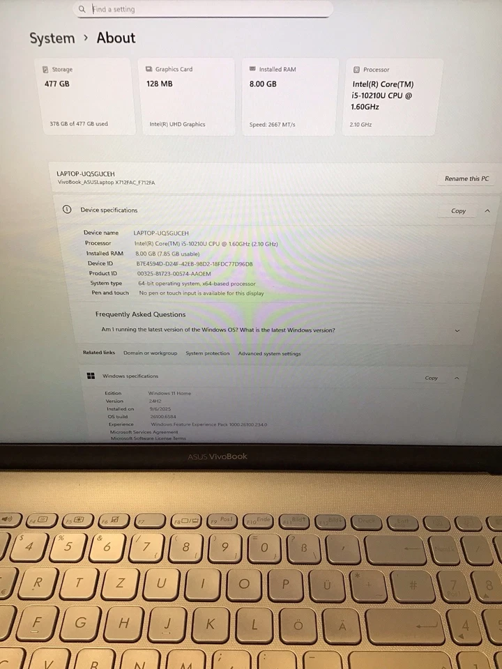 ASUS VivoBook 17 Zoll  FHD Intel Core I5 8GB RAM 512GB SSD Win11 - Bild 3 von 4