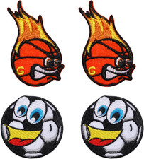 4 Pieces of Embroidered Patches for Sports Balls, Compact Decoration, 2 Patterns