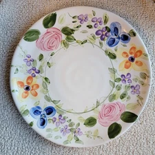 Mariam's Garden Tabletops Unlimited Hand Painted Floral Ceramic Dinner Plate 11"