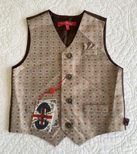 English Laundry Boys' Beige Brown Vest Suit Piece Elegant Arrogant Fancy Size 4T