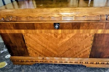 Antique Hand Carved Mahogany Storage Chest Trunk With Shelf