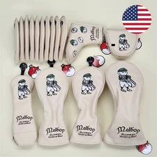 Malbon Golf Club Head Cover Set, Wood, Driver, Putter, Hybrid, Mallet