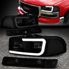 Led Drl For 99-07 Gmc Sierra Yukon Headlight Bumper Lamps Blacksmokedclear Led Drl For 99-07 Gmc Sierra Yukon Headlight Bumper Lamps Blacksmokedclear