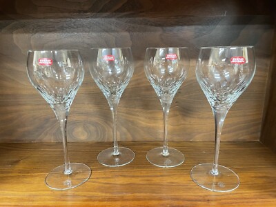 Set of (4) Svend Jensen Empress Clear Diamond 9 1/2  Water Goblets Glasses
