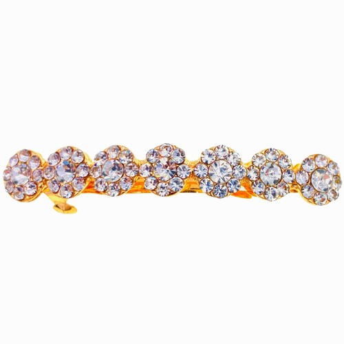 USA Glam Simple Flower Barrette Hair Clip Hairpin Rhinestone Crystal 36 Colors - Picture 6 of 40