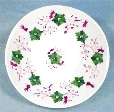3 Antique Sprig Saucers Soft Plaste Deep Green Flowers Purple Berries & Branches