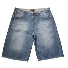 Ecko Unltd Shorts Mens 40 Blue Denim Jorts Embroidered Baggy Skater Hip Hop Y2K