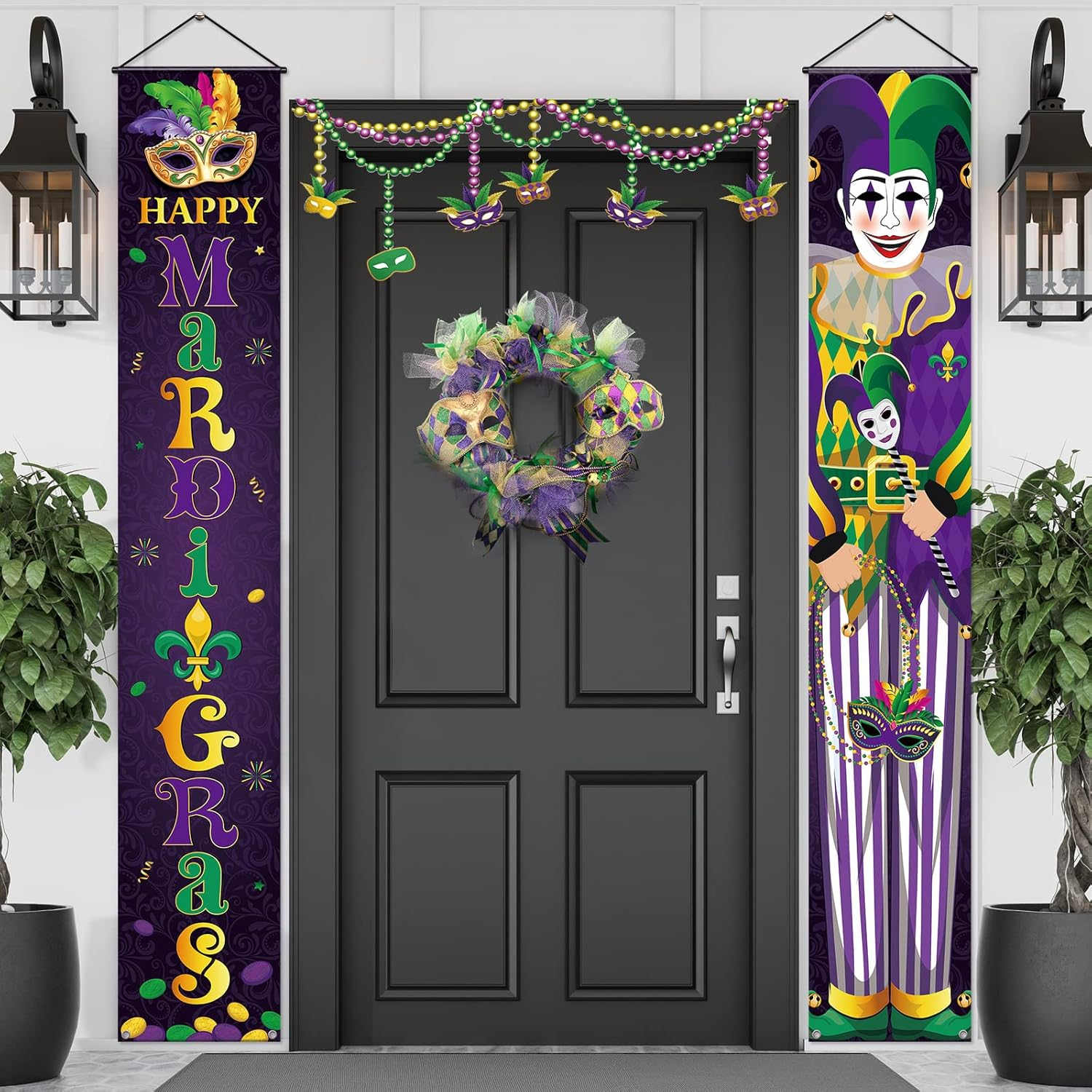 2-Piece Mardi Gras Porch Banner Set for Festive Door Decor