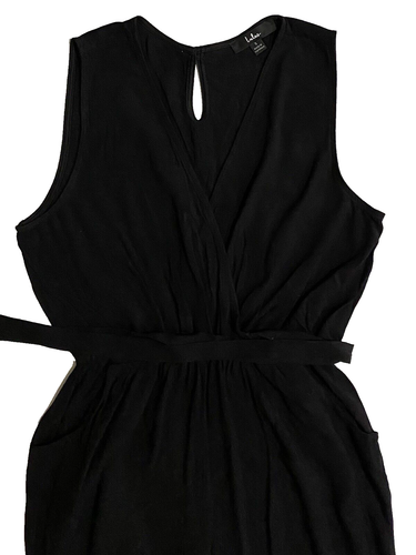 Lulus Take on The Day tuta nera senza maniche jogger crop cintura fiocco donna taglia S - Foto 5 di 21