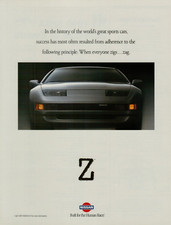 1990 Nissan 300 Z Front Photo View Silver Zig Zag Sports Car VINTAGE PRINT AD