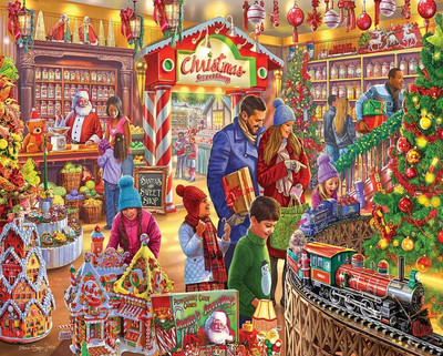 White Mountain Christmas Sweet Shop Christmas Puzzles 1000 Pieces Jigsaw Puzzle 