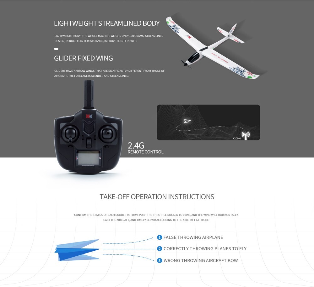 Wltoys XK A800 5CH RC Airplane 3D/6G Glider Remote Control Plane