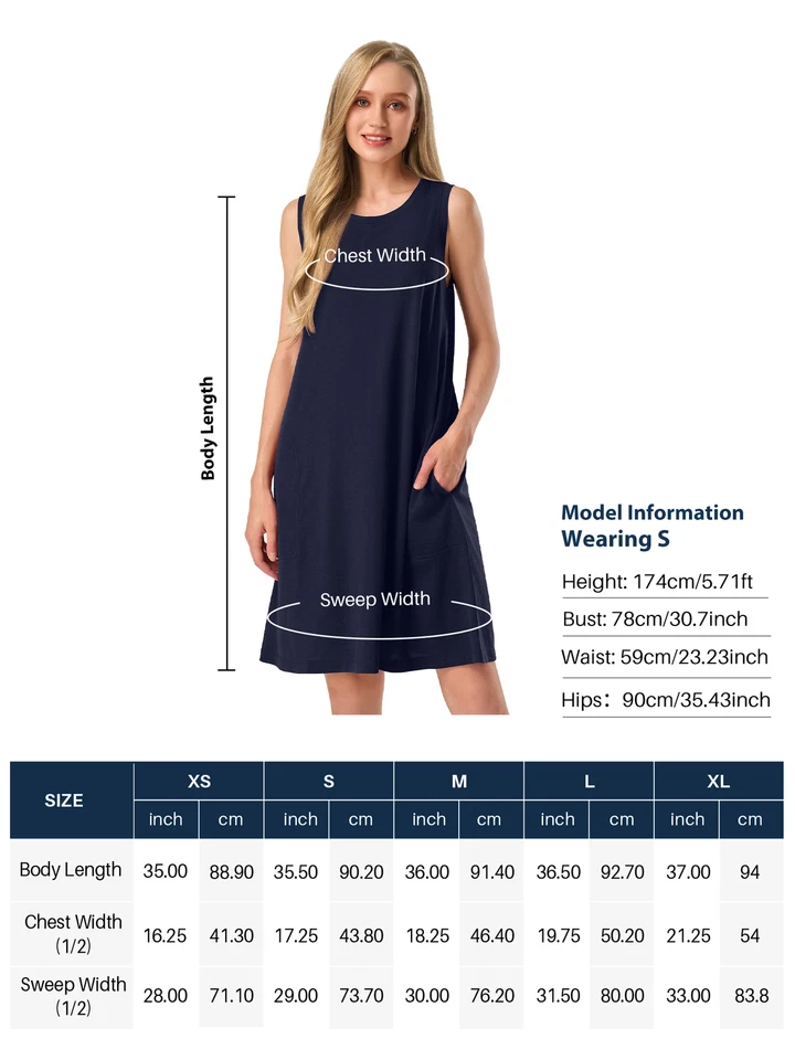 SIORO женщин шерсти мериноса ночная рубашка без рукавов Sleepwear колена платье для отдыха - Изображение 2 из 4