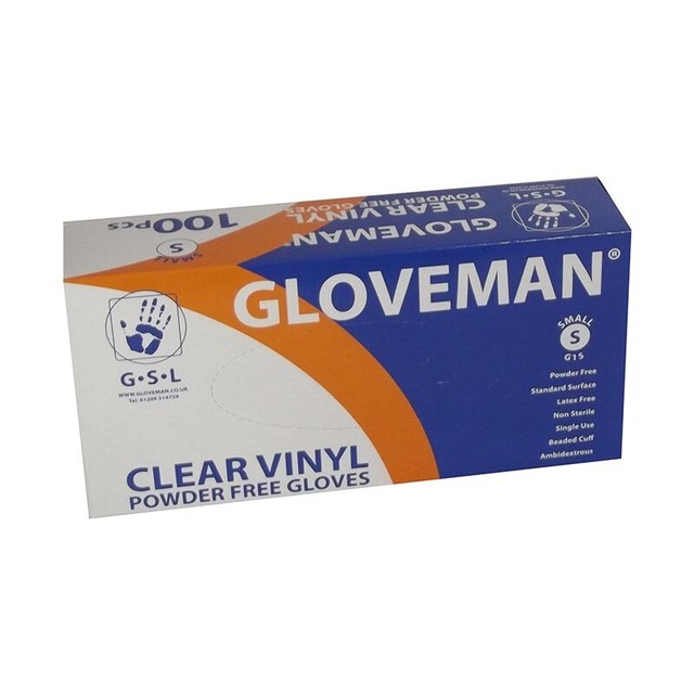 Gloveman Clear Vinyl PowderFree Gloves, 100 Pieces, Size S (GL66211) for sale online eBay